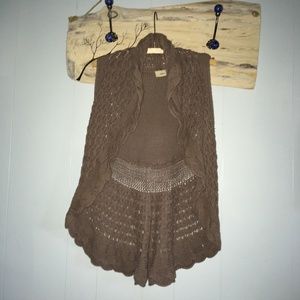 Boho sweater vest crocheted L